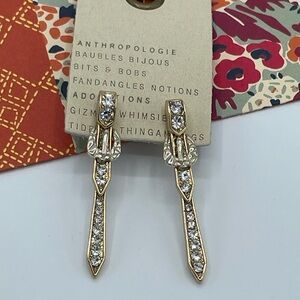 Anthropologie Earrings Buckle Drop Pave 14K Gold Plated Earrings NEW